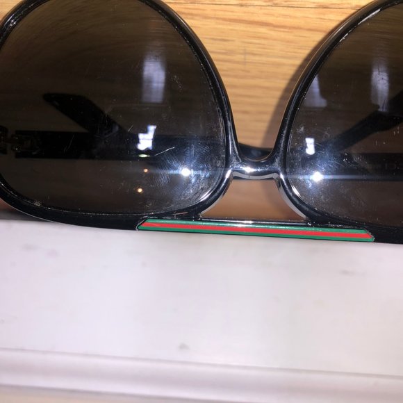 GUCCI BLACK UNISEX AVIATOR SUNGLASSES LOGO STRIPE